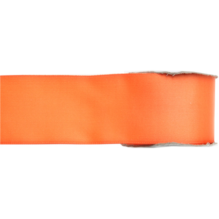 1x Hobby/decoration orange satin ribbons 2,5 cm/25 mm x 25 meters