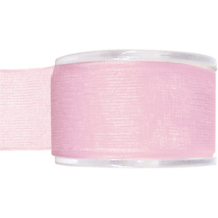 1x Hobby/decoration pink organza ribbons 4 cm/40 mm x 20 meters