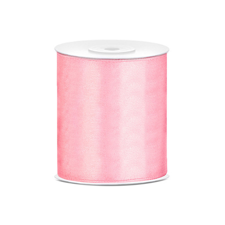 3x rolls hobby decoration satin ribbon black-white-baby pink 10 cm x 25 meters