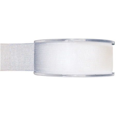 1x Hobby/decoration white organza ribbons 2,5 cm/25 mm x 20 meters