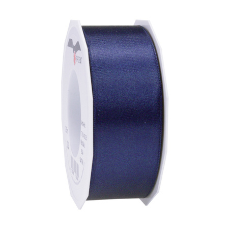 1x Luxury Hobby/decoration navy pink satin ribbons 4 cm/40 mm x 25 meters