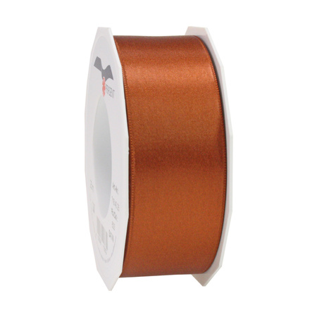 Satin presents ribbon copper and white 25m x 4 cm