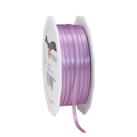 1x Luxury Hobby/decoration lilac pink satin ribbons 0,3 cm/3 mm x 50 meters
