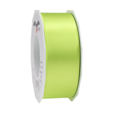 1x Luxury Hobby/decoration lime green pink satin ribbons 4 cm/40 mm x 25 meters