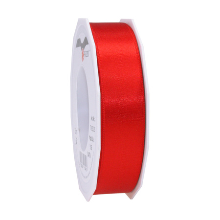 Luxery satin ribbon 2.5cm x 25m - white and red