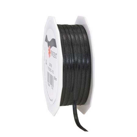 Gift deco ribbons set 2x rolls - black/orange - 3 mm x 50 meters - hobby/decoration/presents