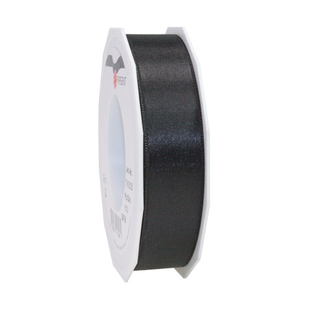 Luxery satin ribbon 2.5cm x 25m - black and cream
