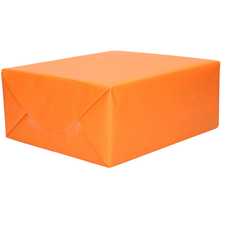 1x Roll of kraft wrapping paper orange 200 x 70 cm