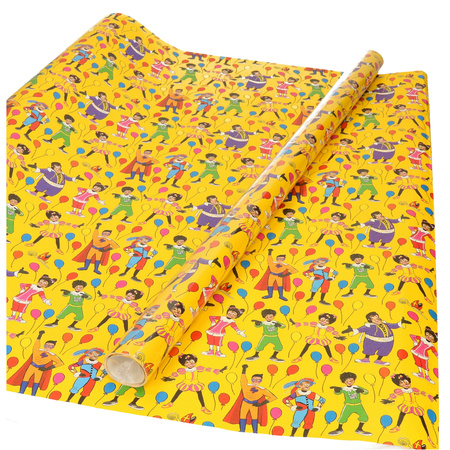 1x Saint Nicholas club wrapping paper yellow 200 x 70 cm