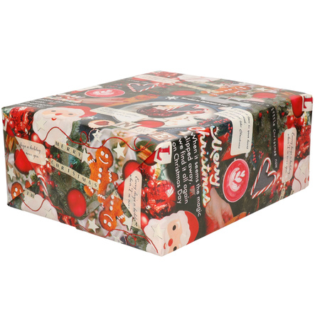 1x Rolls Christmas wrapping paper black with lyrics 2,5 x 0,7 meter