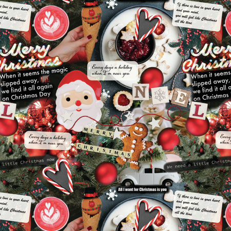 1x Rollen Kerst inpakpapier/cadeaupapier gekleurd met songteksten 2,5 x 0,7 meter
