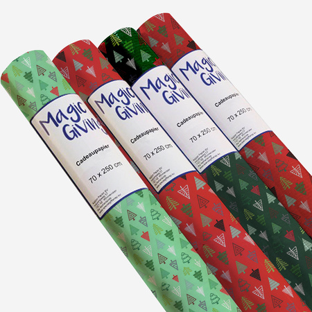 6x Roll Christmas wrapping paper 250 x 70 cm
