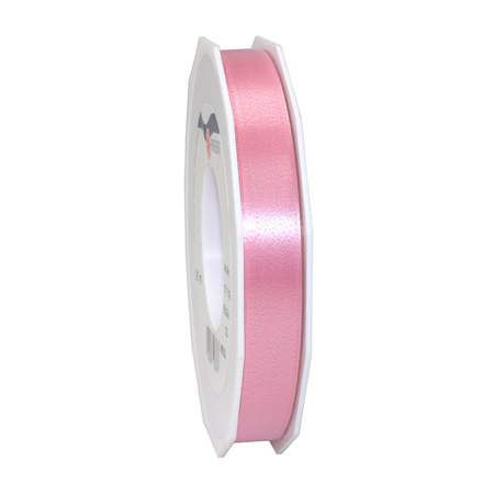 Hobby/decoration ribbons black and lightpink 1,5 cm x 91 meters