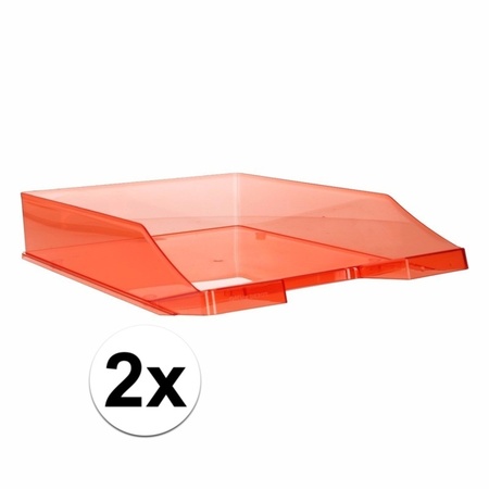2 pcs letter tray transparent red A4 size
