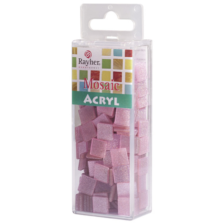 205x Acryl glitter mosaic tiles pink 1 x 1 cm