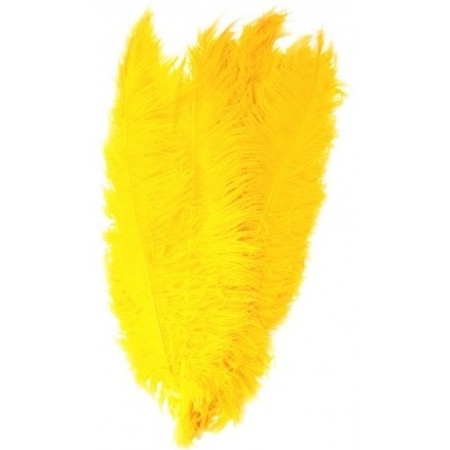 20x Large yellow ostrisch decoration feathers 50 cm