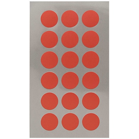 216x Round sticker labels red 15 mm
