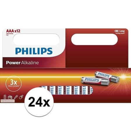 24x Philips AAA batteries power alkaline