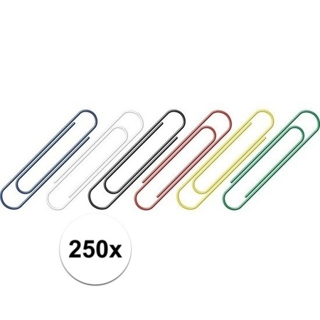 250x colored paperclips 26 mm