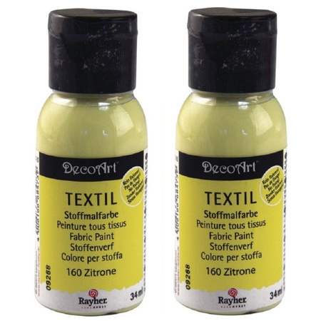 2x Yellow textile paint flask 34 ml