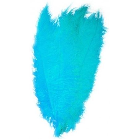 2x Large turquoise blue ostrisch decoration feathers 50 cm