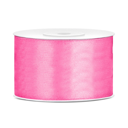 2x Hobby/decoration pink satin ribbon 3,8 cm/38 mm x 25 meters