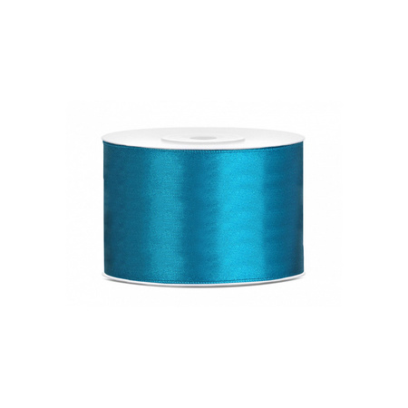 2x Hobby/decoration turquoise satin ribbon 5 cm/50 mm x 25 meters
