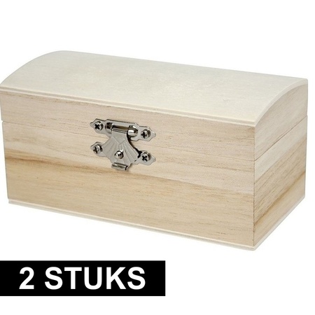 2x Plain wooden box 11 cm