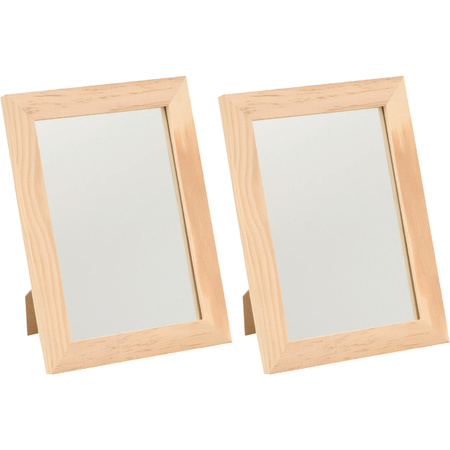 2x Houten spiegels 29 x 34,5 cm DIY hobby/knutselmateriaal