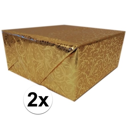 2x Goud inpakpapier/folie klassiek 150 cm per rol