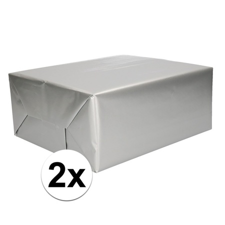 2x Wrapping paper silver  70 x 200 cm