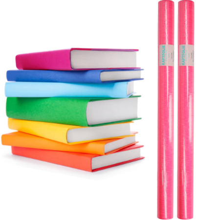 2x Neon roze folie inpakpapier voor boeken 3 meter