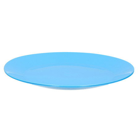 Plastic breakfast/dinner 8x plates dia 26 cm and 10x cups 300 ml set blue