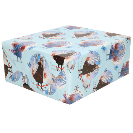 2x Rollen Inpakpapier / cadeaupapier Disney Frozen blauw 200 x 70 cm
