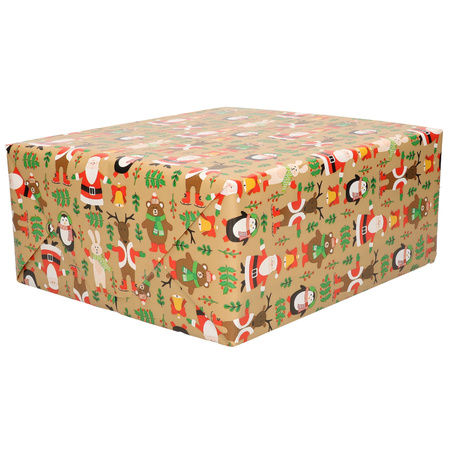 2x Roll Christmas wrapping paper brown 2,5 x 0,7 meter