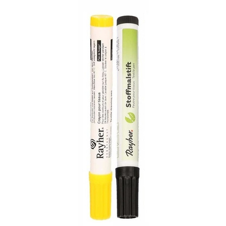 2x Pack textile marker thick point black/yellow