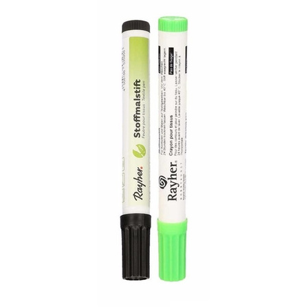 2x Pack textile marker thick point black/light green