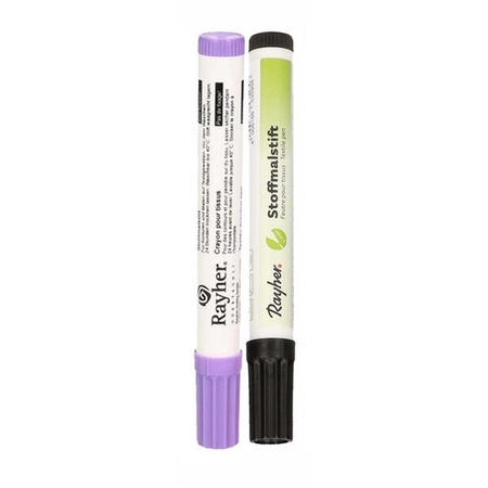 2x Pack textile marker thick point black/lila