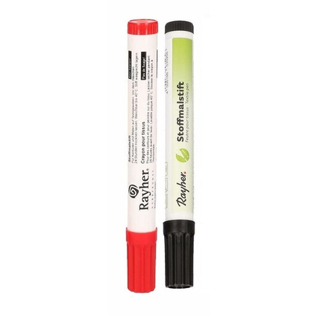 2x Pack textile marker thick point black/red