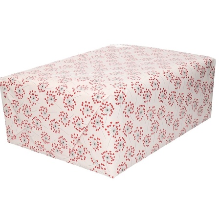 2x Wrapping paper flowers with heart print 70 x200 cm