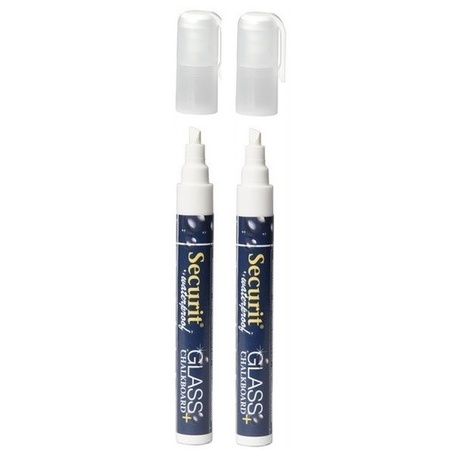 2x White chalk pens round tip 2-6 mm