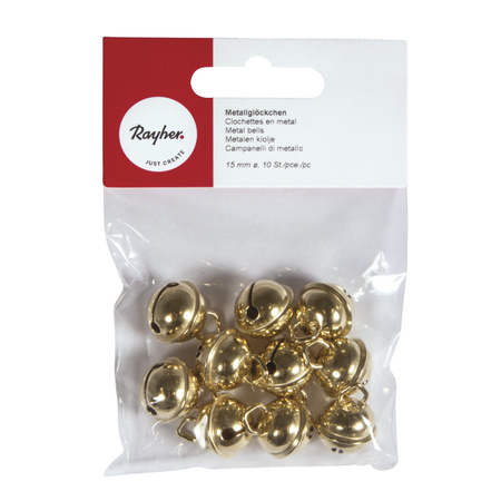 30x Gouden metalen belletjes met oog 15 mm hobby/knutsel benodigdheden