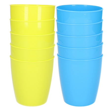30x unbreakable plastic drinking glasses 300 ML blue and blue
