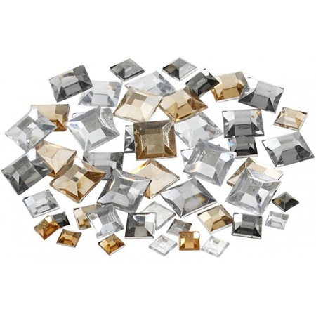 360x Decoratie vierkante plak diamantjes zilver mix