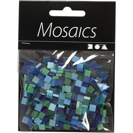 395x pieces Mosaic tiles blue/green 5 x 5 mm
