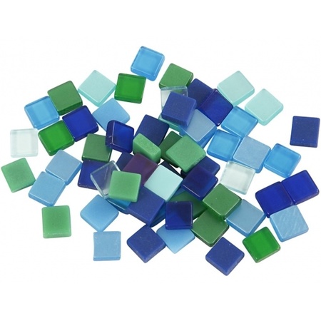 395x pieces Mosaic tiles blue/green 5 x 5 mm
