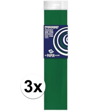 3x Crepe paper flat green 250 x 50 cm