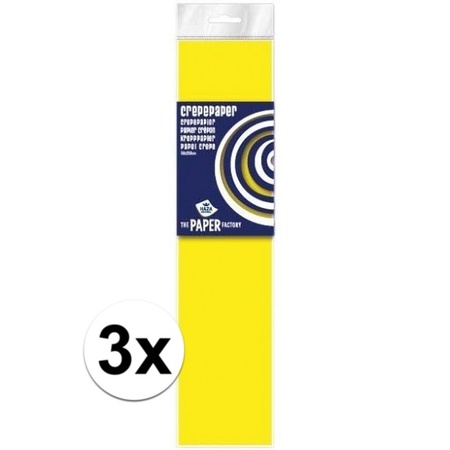 3x Crepe paper flat neon yellow 250 x 50 cm