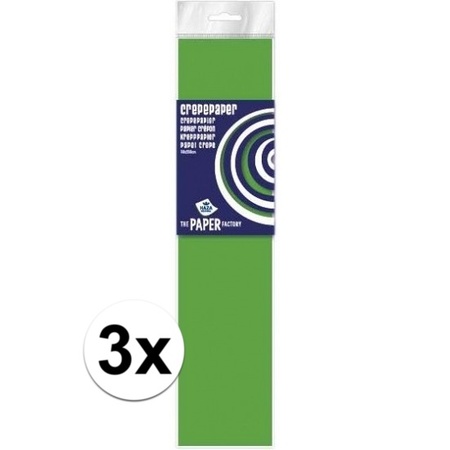 3x Knutsel crepe vouw papier neon groen 250 x 50 cm