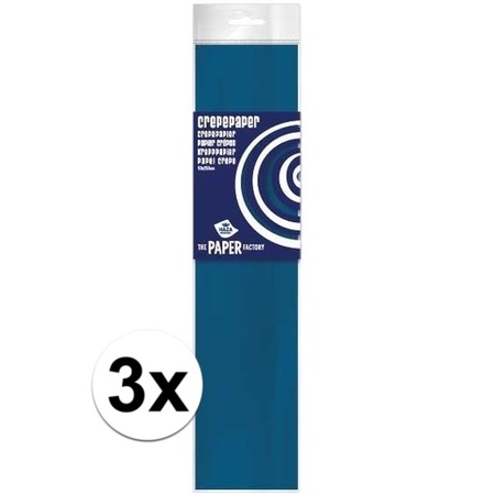 3x Crepe paper flat petrol blue 250 x 50 cm